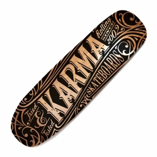 Karma Zoltar 9.25" Shaped Black on Natural Stain Skateboard Deck