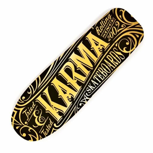 Karma Zoltar 9.75" Shaped Black on Yellow Stain Skateboard Deck