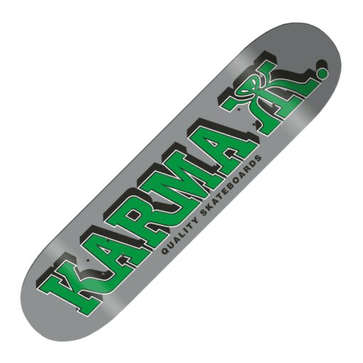 Karma Kizla Silver & Green Skateboard Deck
